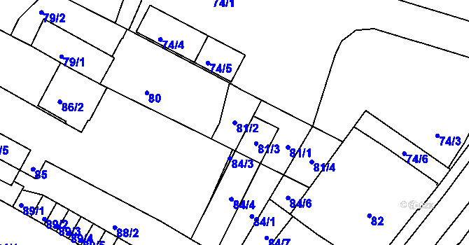 Parcela st. 81/2 v KÚ Liberec, Katastrální mapa