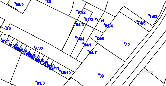 Parcela st. 84/1 v KÚ Liberec, Katastrální mapa
