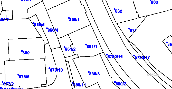 Parcela st. 861/1 v KÚ Liberec, Katastrální mapa
