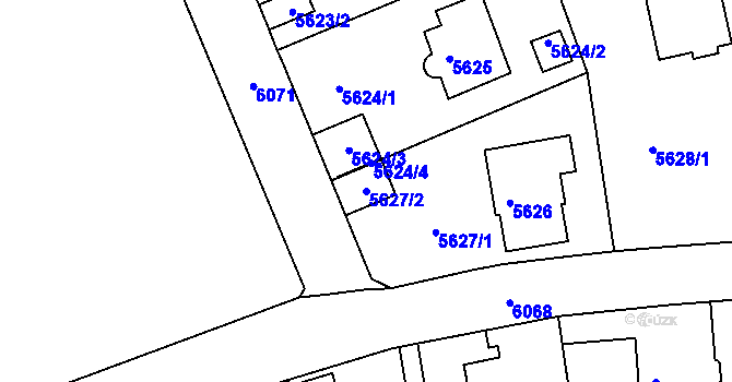 Parcela st. 5627/2 v KÚ Liberec, Katastrální mapa