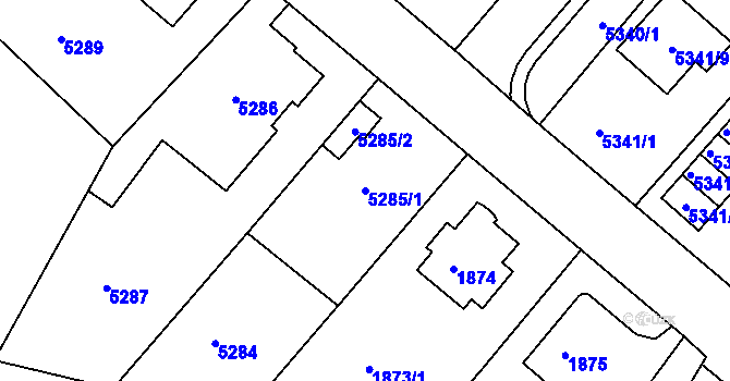 Parcela st. 5285/1 v KÚ Liberec, Katastrální mapa