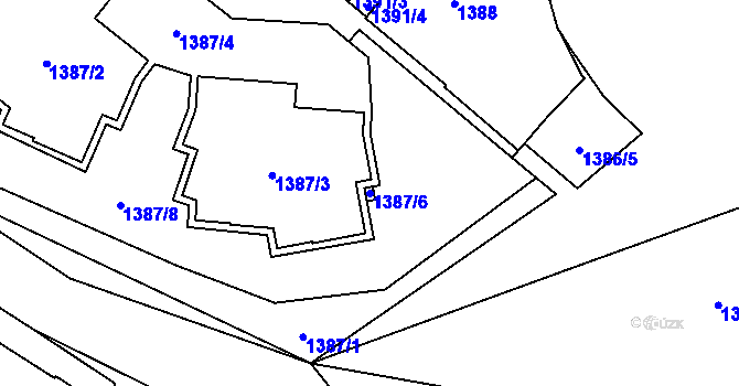 Parcela st. 1387/6 v KÚ Liberec, Katastrální mapa