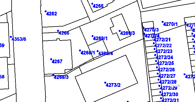 Parcela st. 4269/4 v KÚ Liberec, Katastrální mapa
