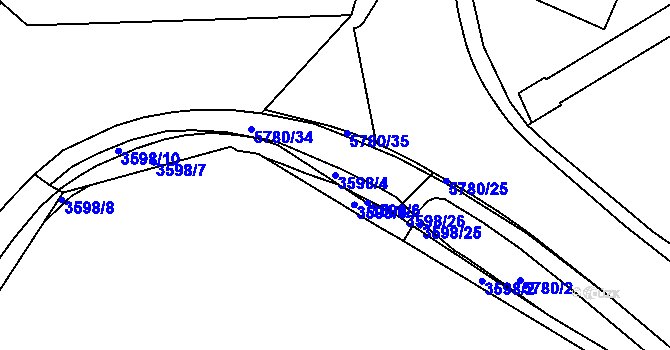 Parcela st. 3598/4 v KÚ Liberec, Katastrální mapa