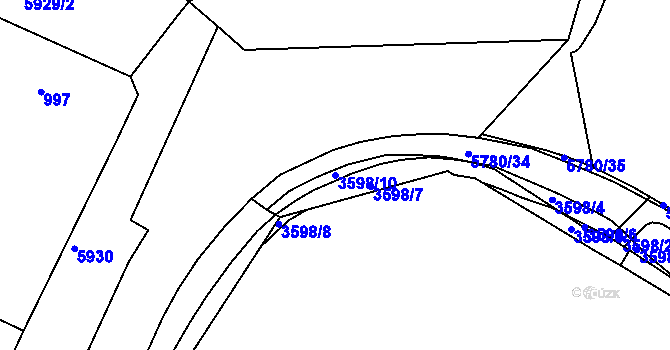 Parcela st. 3598/10 v KÚ Liberec, Katastrální mapa