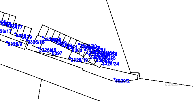 Parcela st. 3326/54 v KÚ Liberec, Katastrální mapa
