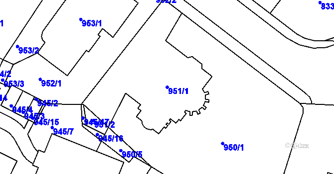 Parcela st. 951/1 v KÚ Liberec, Katastrální mapa