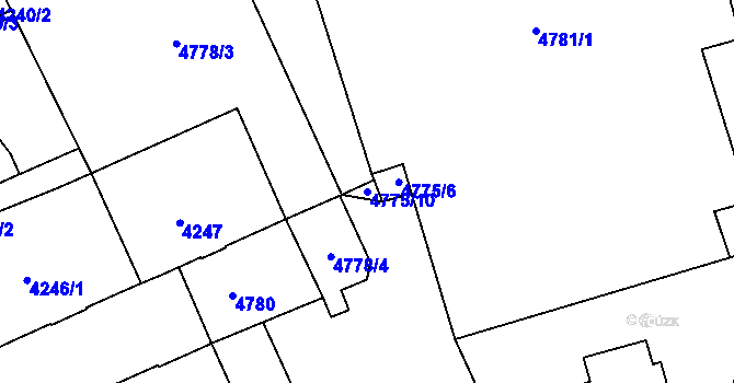 Parcela st. 4775/10 v KÚ Liberec, Katastrální mapa