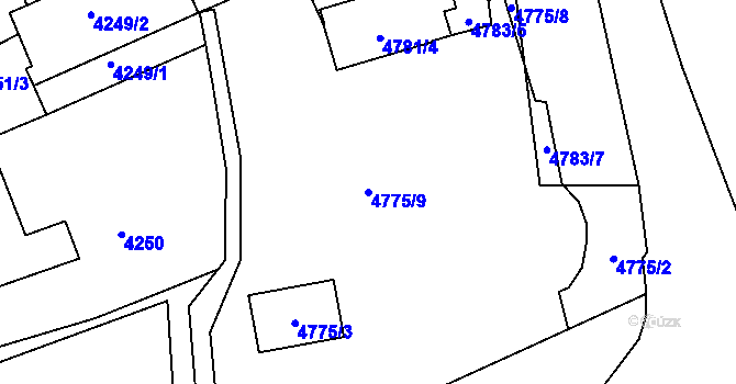 Parcela st. 4775/9 v KÚ Liberec, Katastrální mapa