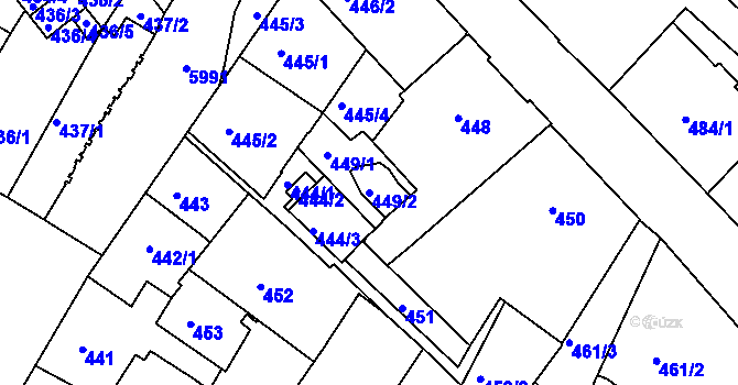 Parcela st. 449/2 v KÚ Liberec, Katastrální mapa