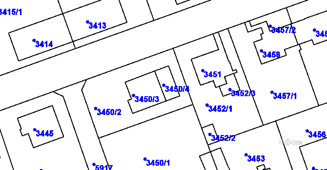 Parcela st. 3450/4 v KÚ Liberec, Katastrální mapa