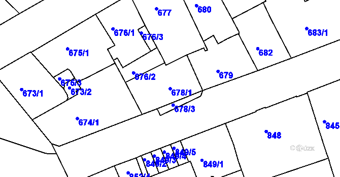 Parcela st. 678/1 v KÚ Liberec, Katastrální mapa