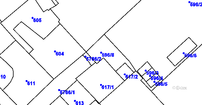 Parcela st. 596/8 v KÚ Liberec, Katastrální mapa
