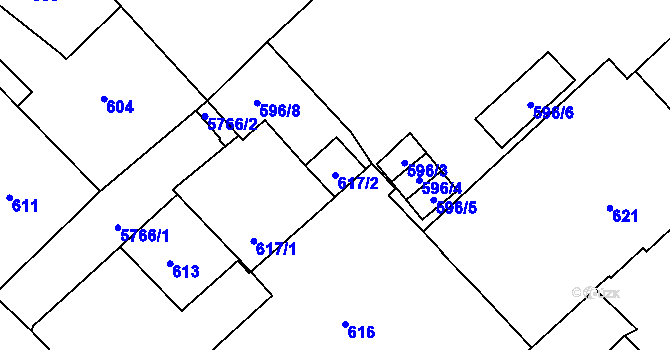 Parcela st. 617/2 v KÚ Liberec, Katastrální mapa