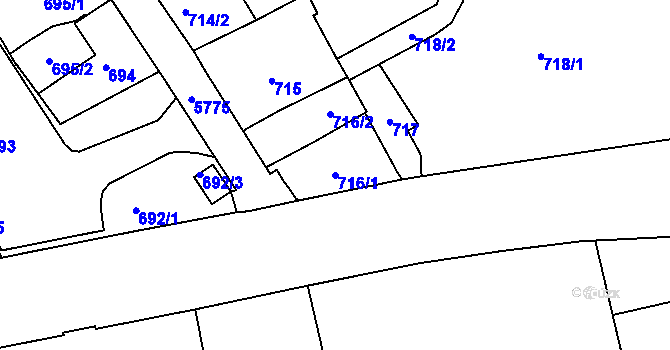 Parcela st. 716/1 v KÚ Liberec, Katastrální mapa