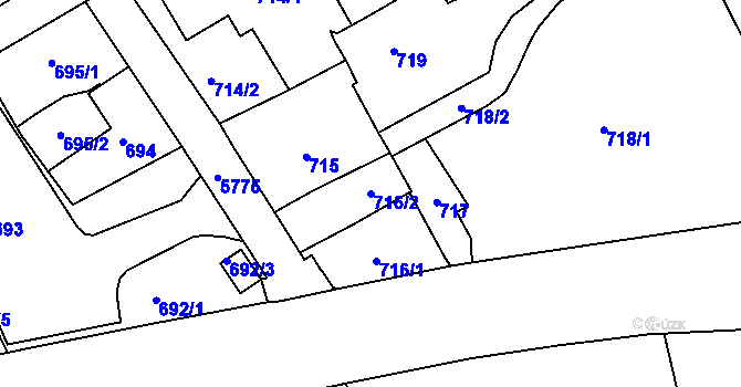 Parcela st. 716/2 v KÚ Liberec, Katastrální mapa