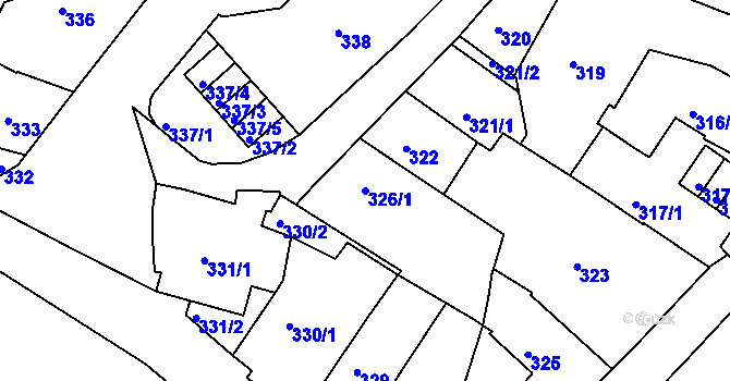 Parcela st. 326/1 v KÚ Liberec, Katastrální mapa