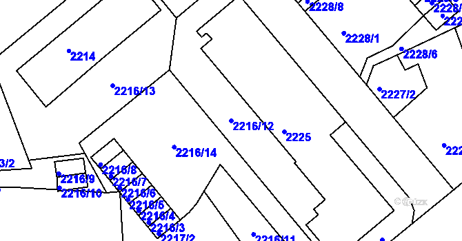 Parcela st. 2216/12 v KÚ Liberec, Katastrální mapa