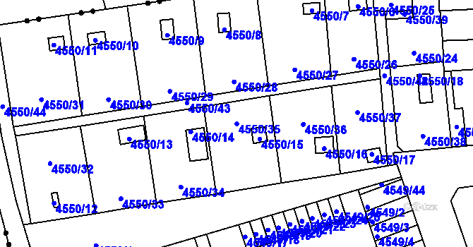Parcela st. 4550/35 v KÚ Liberec, Katastrální mapa