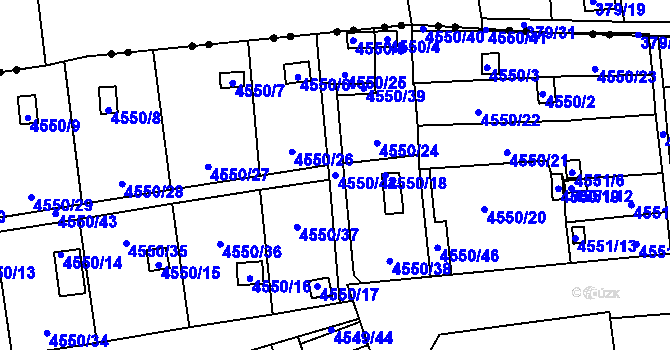 Parcela st. 4550/42 v KÚ Liberec, Katastrální mapa
