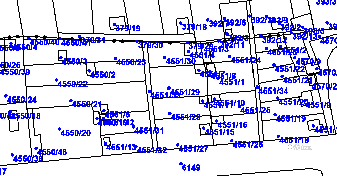 Parcela st. 4551/29 v KÚ Liberec, Katastrální mapa