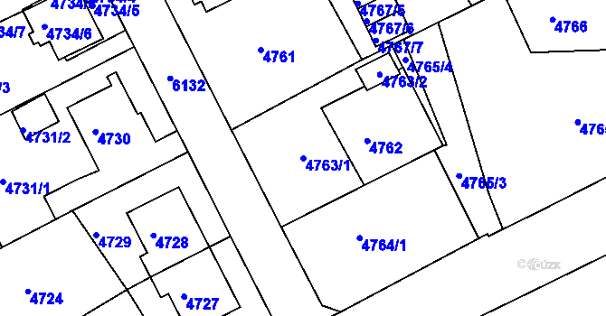 Parcela st. 4763/1 v KÚ Liberec, Katastrální mapa