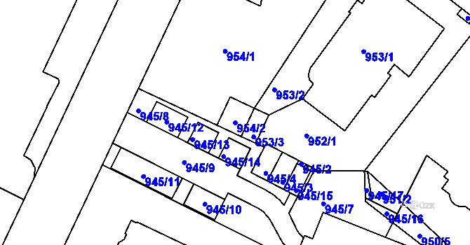 Parcela st. 954/2 v KÚ Liberec, Katastrální mapa