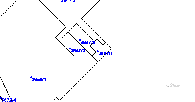 Parcela st. 3947/7 v KÚ Liberec, Katastrální mapa