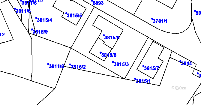 Parcela st. 3815/8 v KÚ Liberec, Katastrální mapa