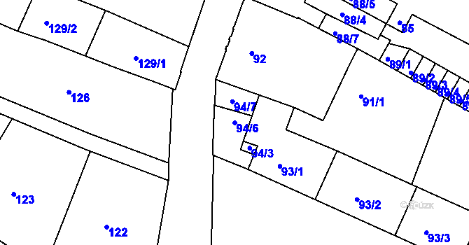 Parcela st. 94/6 v KÚ Liberec, Katastrální mapa