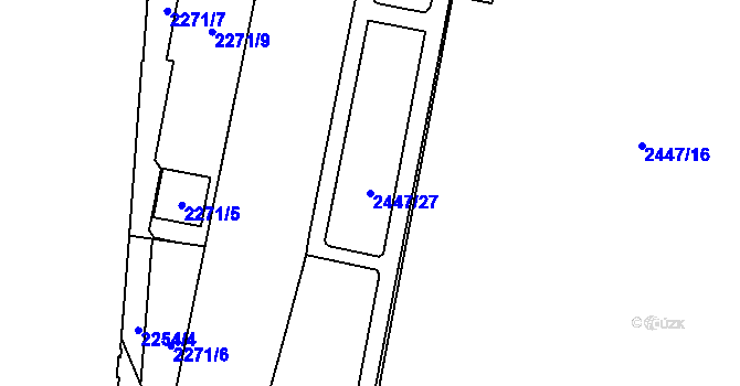 Parcela st. 2447/27 v KÚ Liberec, Katastrální mapa