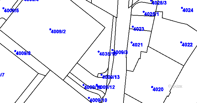 Parcela st. 4035/16 v KÚ Liberec, Katastrální mapa