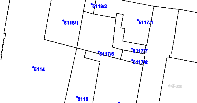 Parcela st. 5117/6 v KÚ Liberec, Katastrální mapa