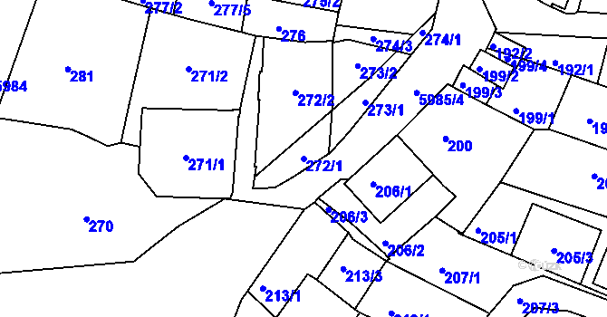 Parcela st. 272/1 v KÚ Liberec, Katastrální mapa