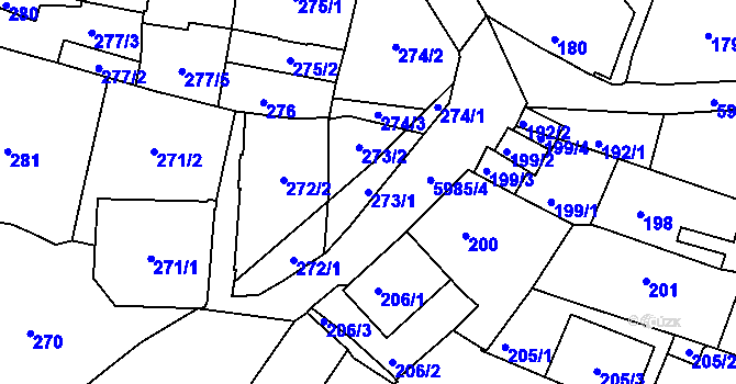 Parcela st. 273/1 v KÚ Liberec, Katastrální mapa