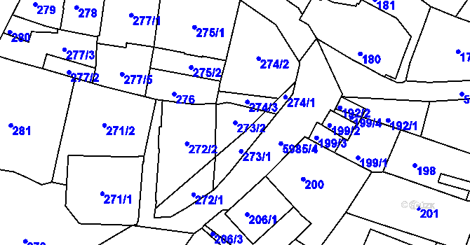 Parcela st. 273/2 v KÚ Liberec, Katastrální mapa