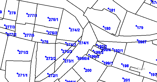 Parcela st. 274/1 v KÚ Liberec, Katastrální mapa