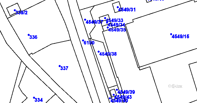 Parcela st. 4549/38 v KÚ Liberec, Katastrální mapa