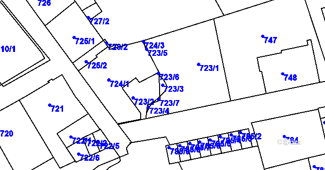 Parcela st. 723/3 v KÚ Liberec, Katastrální mapa