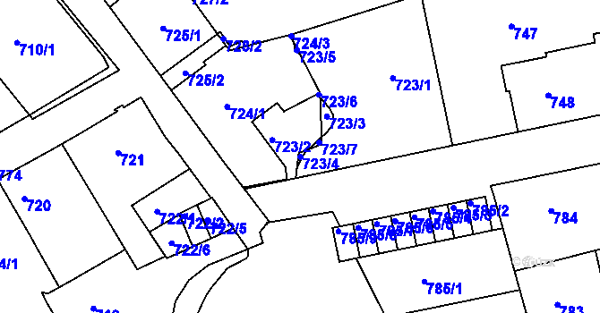 Parcela st. 723/4 v KÚ Liberec, Katastrální mapa