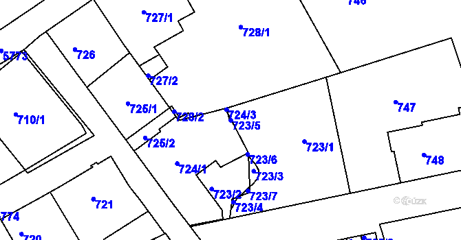 Parcela st. 723/5 v KÚ Liberec, Katastrální mapa