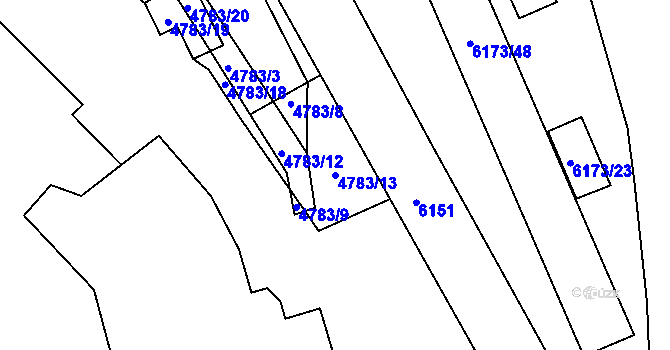 Parcela st. 4783/13 v KÚ Liberec, Katastrální mapa