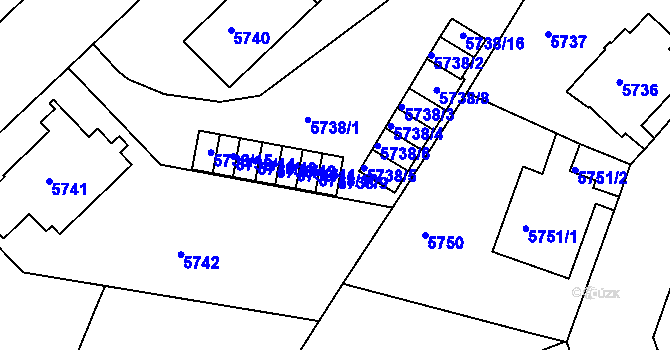 Parcela st. 5738/9 v KÚ Liberec, Katastrální mapa