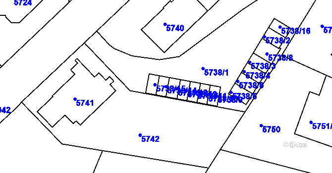 Parcela st. 5738/14 v KÚ Liberec, Katastrální mapa