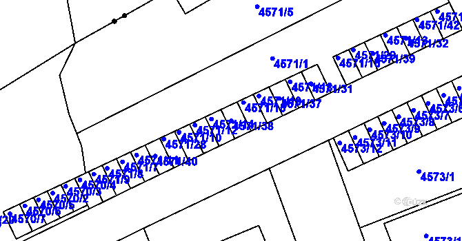 Parcela st. 4571/38 v KÚ Liberec, Katastrální mapa