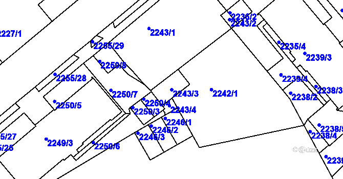 Parcela st. 2243/3 v KÚ Liberec, Katastrální mapa