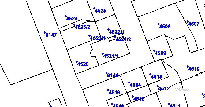 Parcela st. 4521/1 v KÚ Liberec, Katastrální mapa