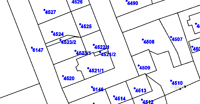 Parcela st. 4521/2 v KÚ Liberec, Katastrální mapa