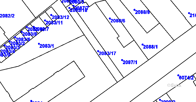Parcela st. 2083/17 v KÚ Liberec, Katastrální mapa
