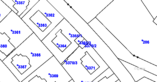 Parcela st. 3365/3 v KÚ Liberec, Katastrální mapa